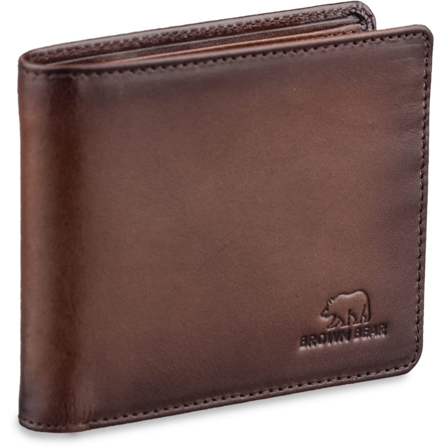 BROWN BEAR Wallets for Man, Wallet for Men Stylish Pure Nappa Leather Branded, Certified RFID Protected Slim Purse for Gents with Eight Card Pockets