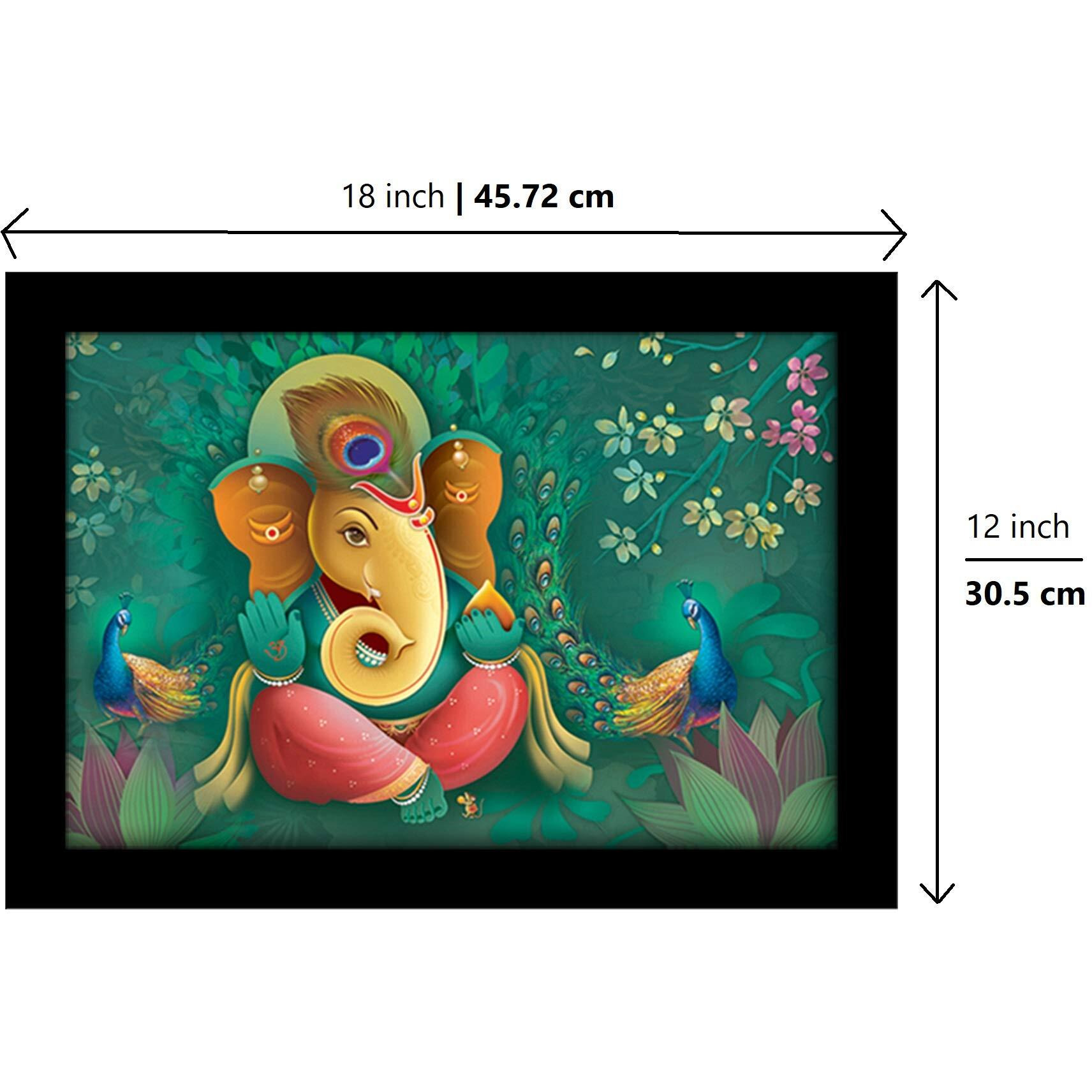 LIFEHAXTORE Ganesha Art Framed painting | Ready to hang | Absolute Best in Class - (Wood, 12inch x 18 inch)