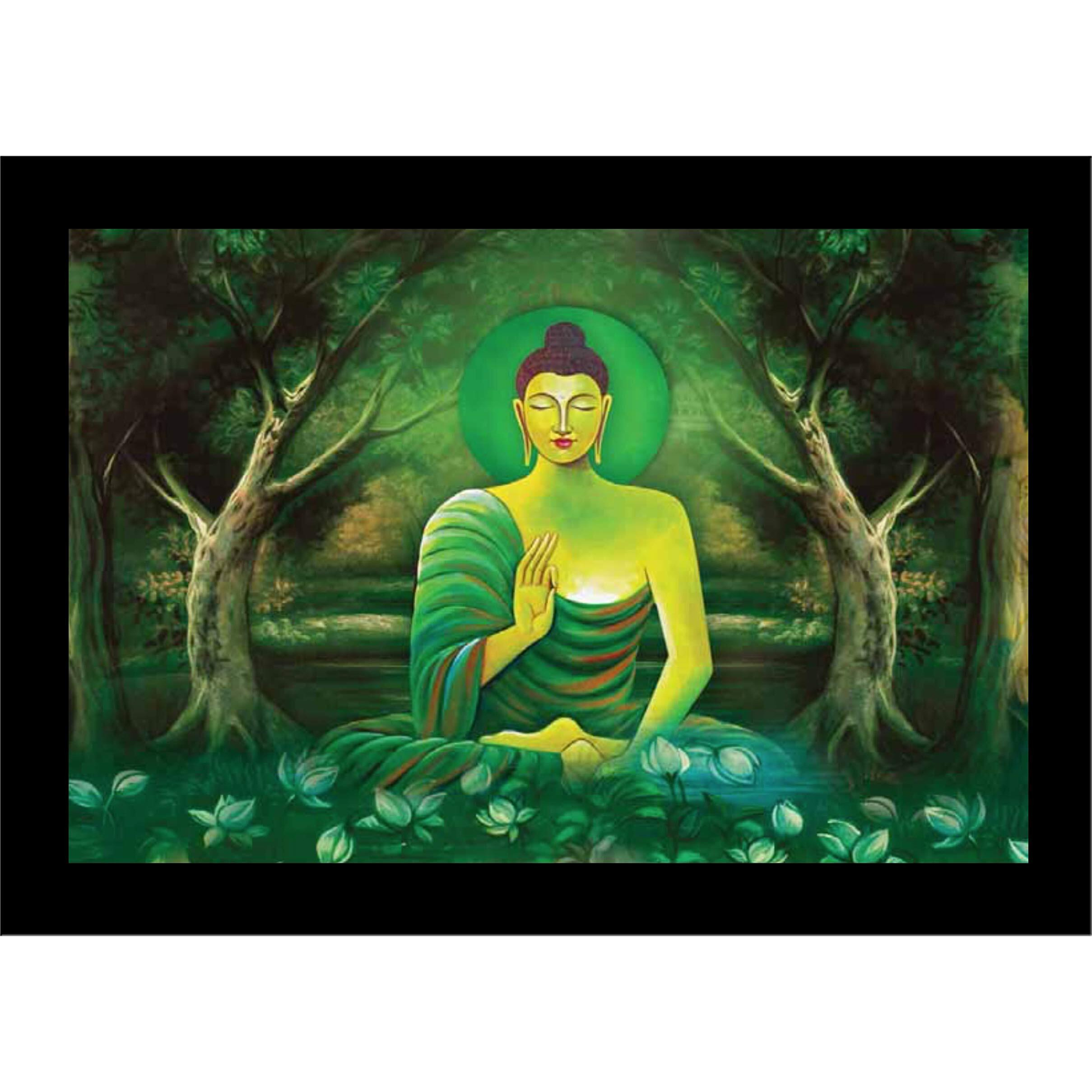 LIFEHAXTORE  Buddha Art Framed Painting | Ready to Hang (Multicolour, Medium, 12inch x 18 inch)