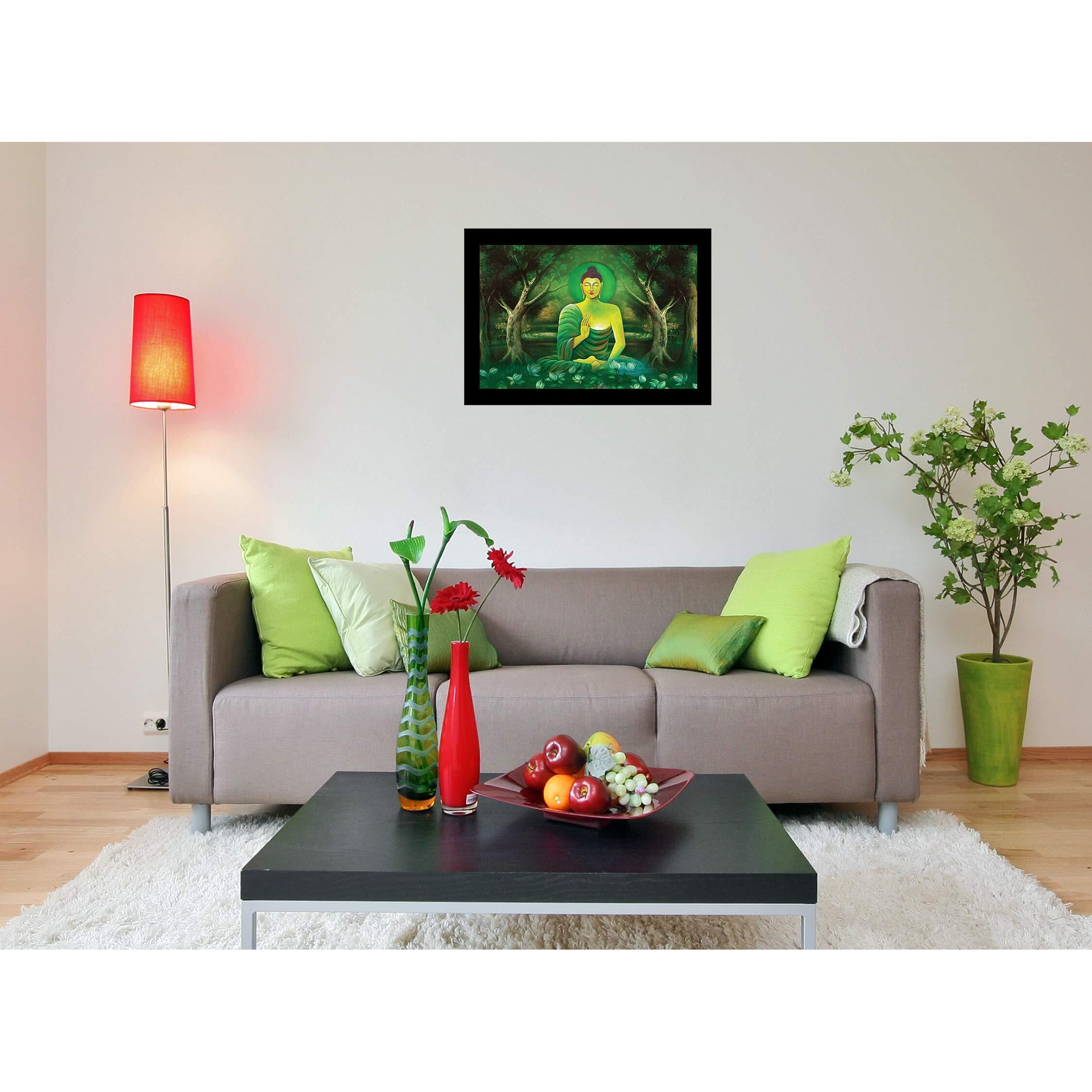 LIFEHAXTORE  Buddha Art Framed Painting | Ready to Hang (Multicolour, Medium, 12inch x 18 inch)