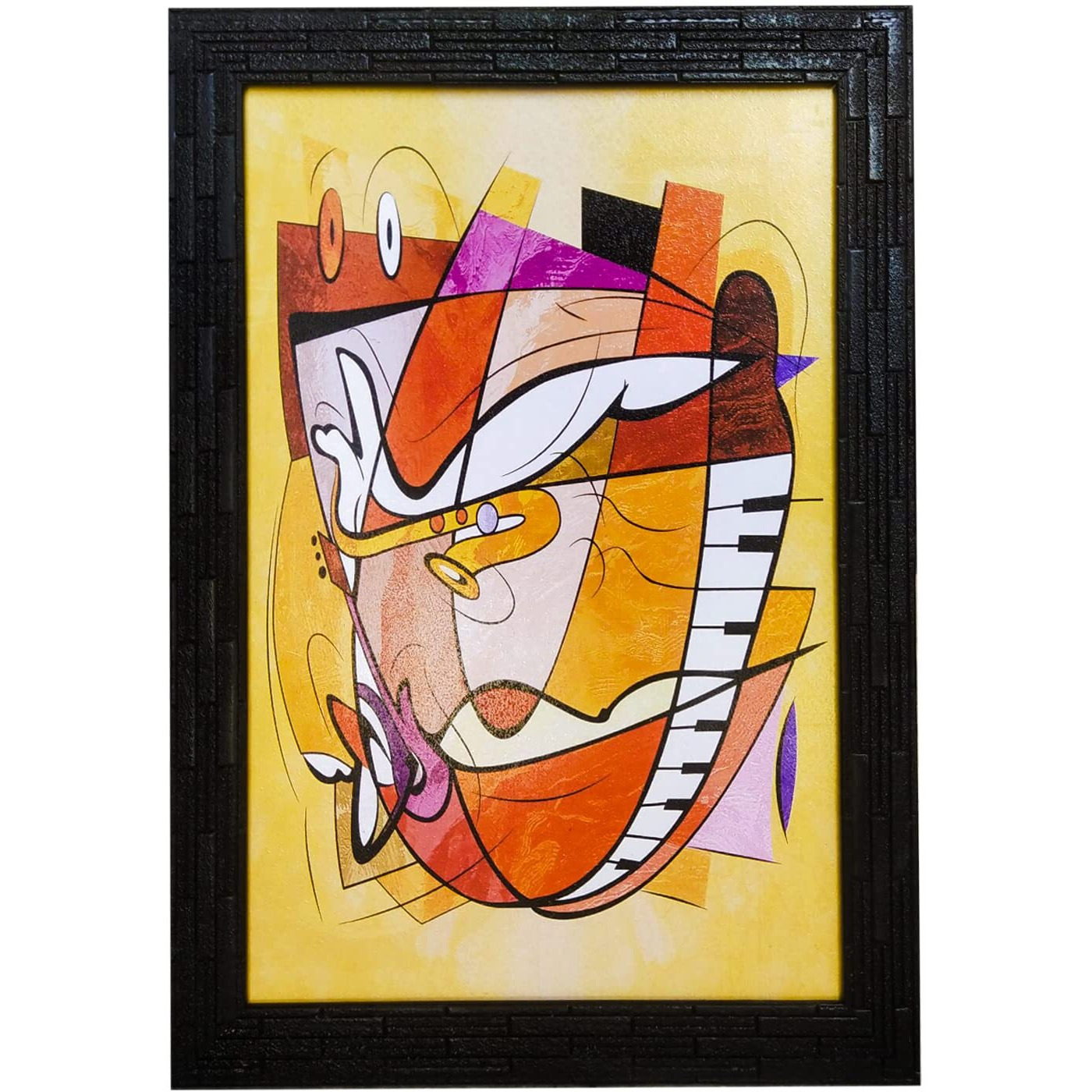 LIFEHAXTORE Abstract Modern Art Framed Painting | Ready to Hang- (Wooden Frame, Multicolor, 10inch x 14 inch)