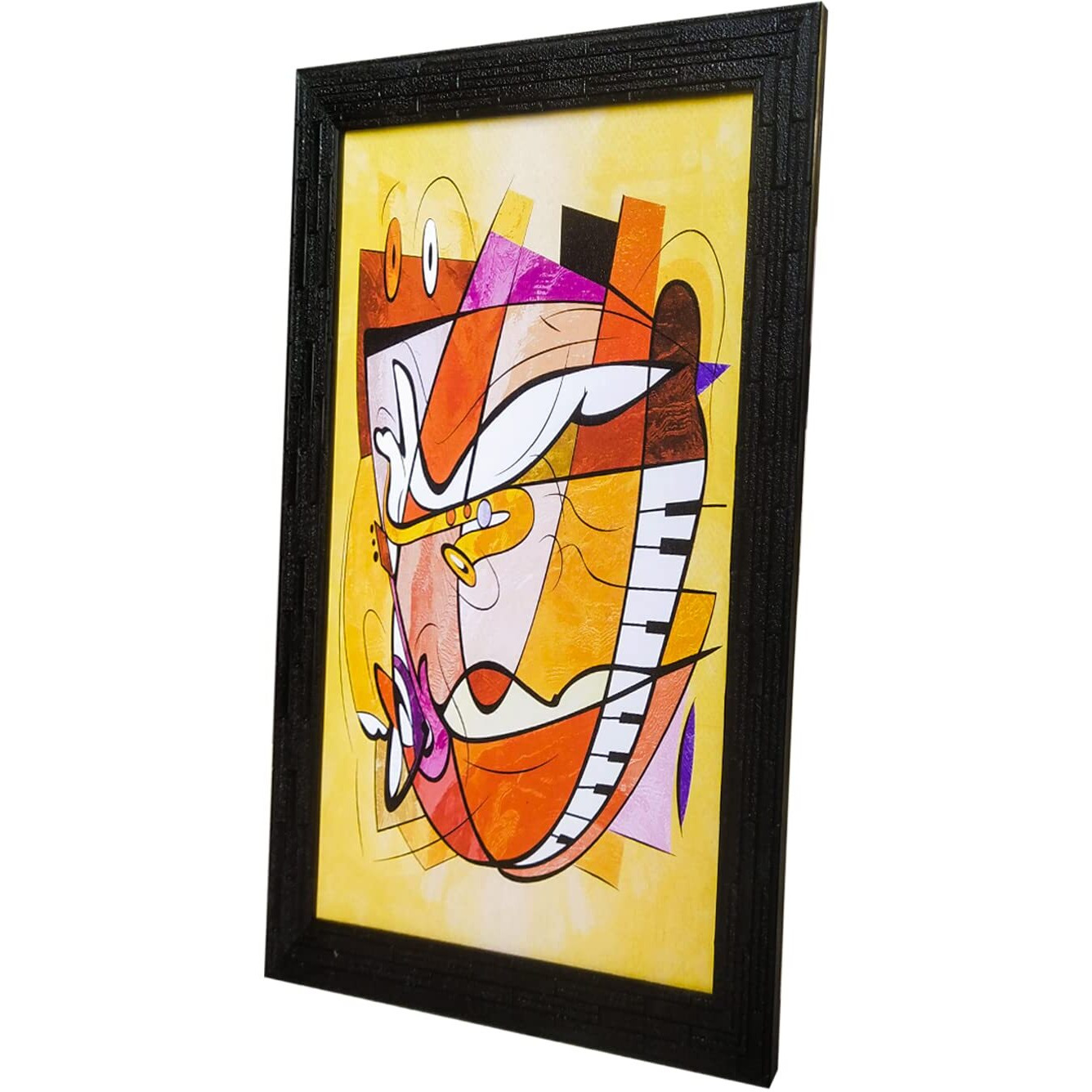 LIFEHAXTORE Abstract Modern Art Framed Painting | Ready to Hang- (Wooden Frame, Multicolor, 10inch x 14 inch)