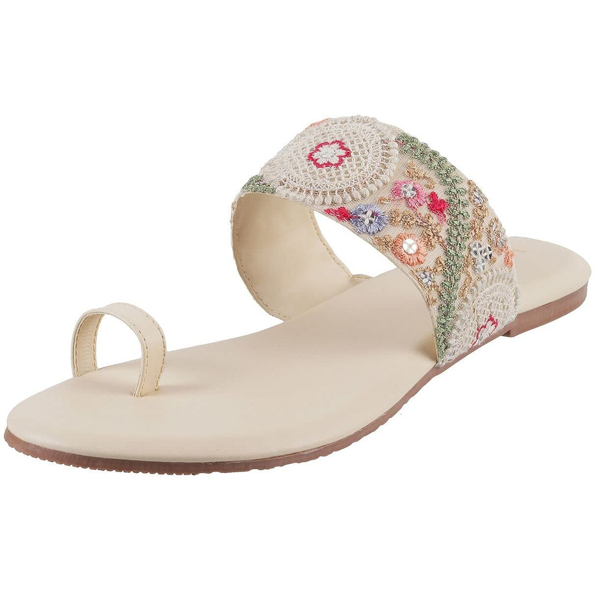 Metro Women Beige Flat Sandal UK/4 EU/37 (32-1702)