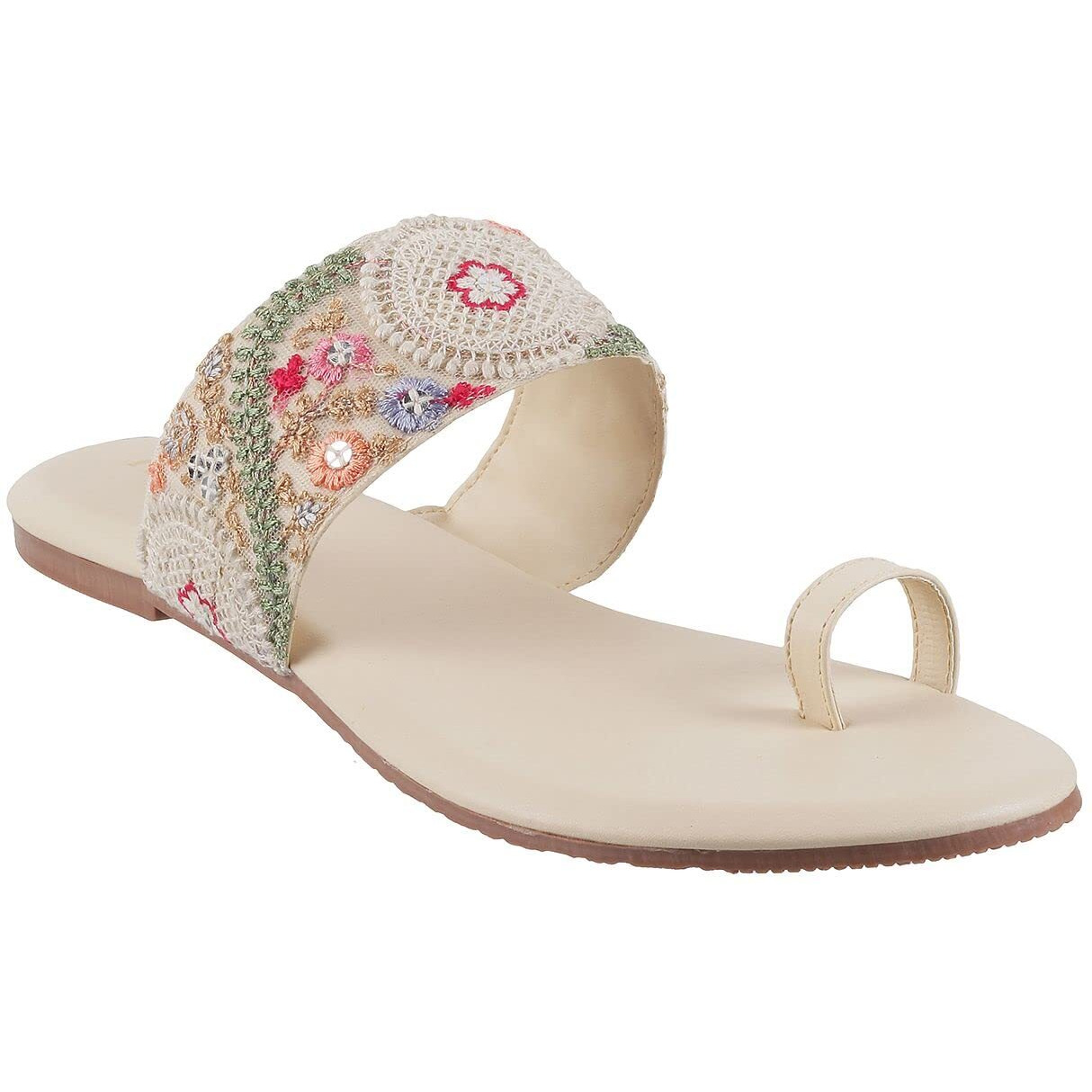 Metro Women Beige Flat Sandal UK/4 EU/37 (32-1702)