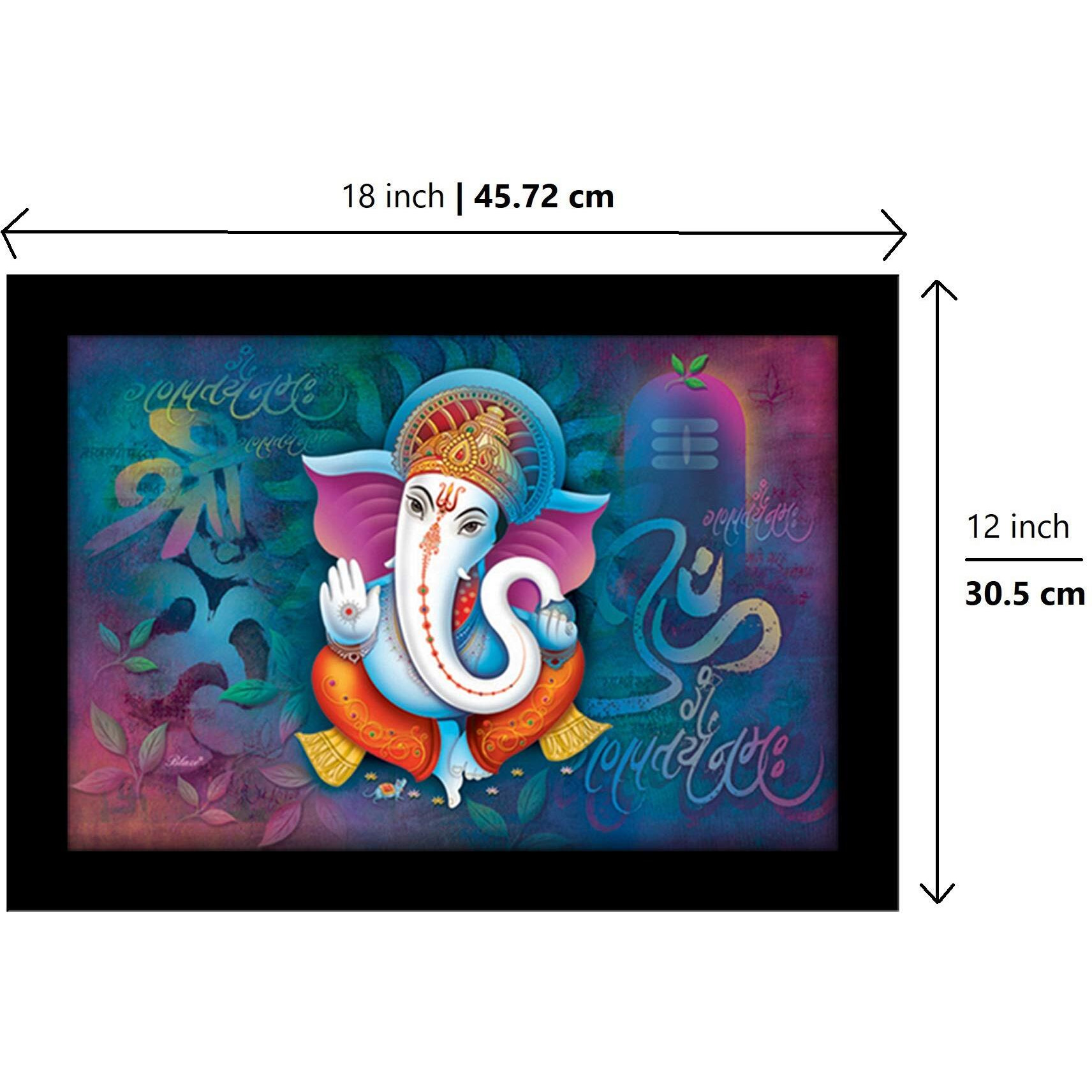 LIFEHAXTORE Ganesha Art Framed painting | Ready to hang | emits Positive Vibes - (Wooden Fiber Frame, 12inch x 18 inch)