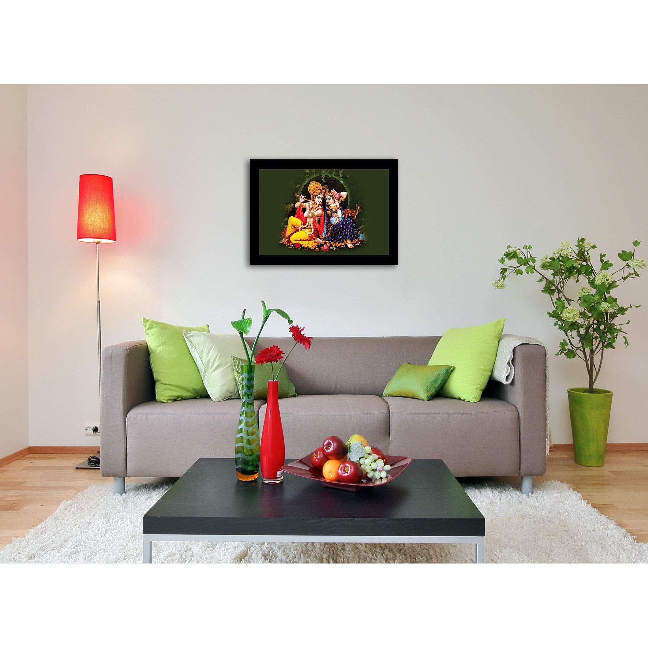 LIFEHAXTORE Raasleela Radha Krishna Art Framed Painting | Ready to Hang (Wood, 12inch x 18 inch)