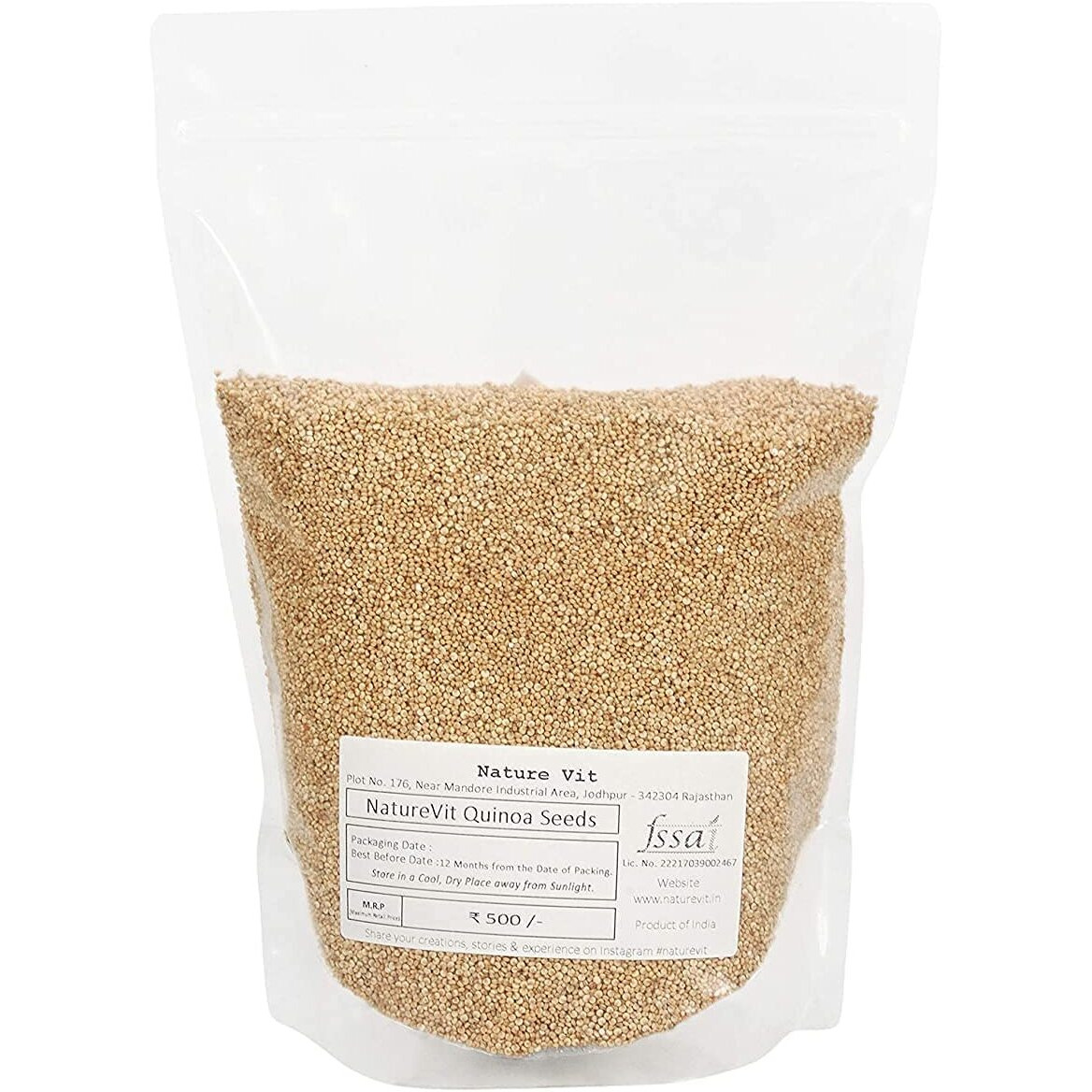 NatureVit Organic Quinoa Seeds | Quinoa 400g | Quinoa Healthy Food | Gluten Free Products | Quinoa Seeds With High Protein | Weight Loss Products | High Protein Food | Quinoa Diet Food