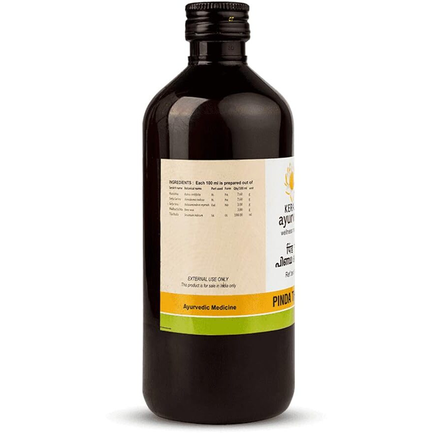 Kerala Ayurveda Pinda Thailam 450 Ml | Gout Joint pain relief Oil | Relief Oil | Relieves Burning Sensation in Varicose Veins |With Manjistha and Anantamul | Sesame Oil Base| Reduces redness and swelling | Helps in gout |100% Ayurvedic