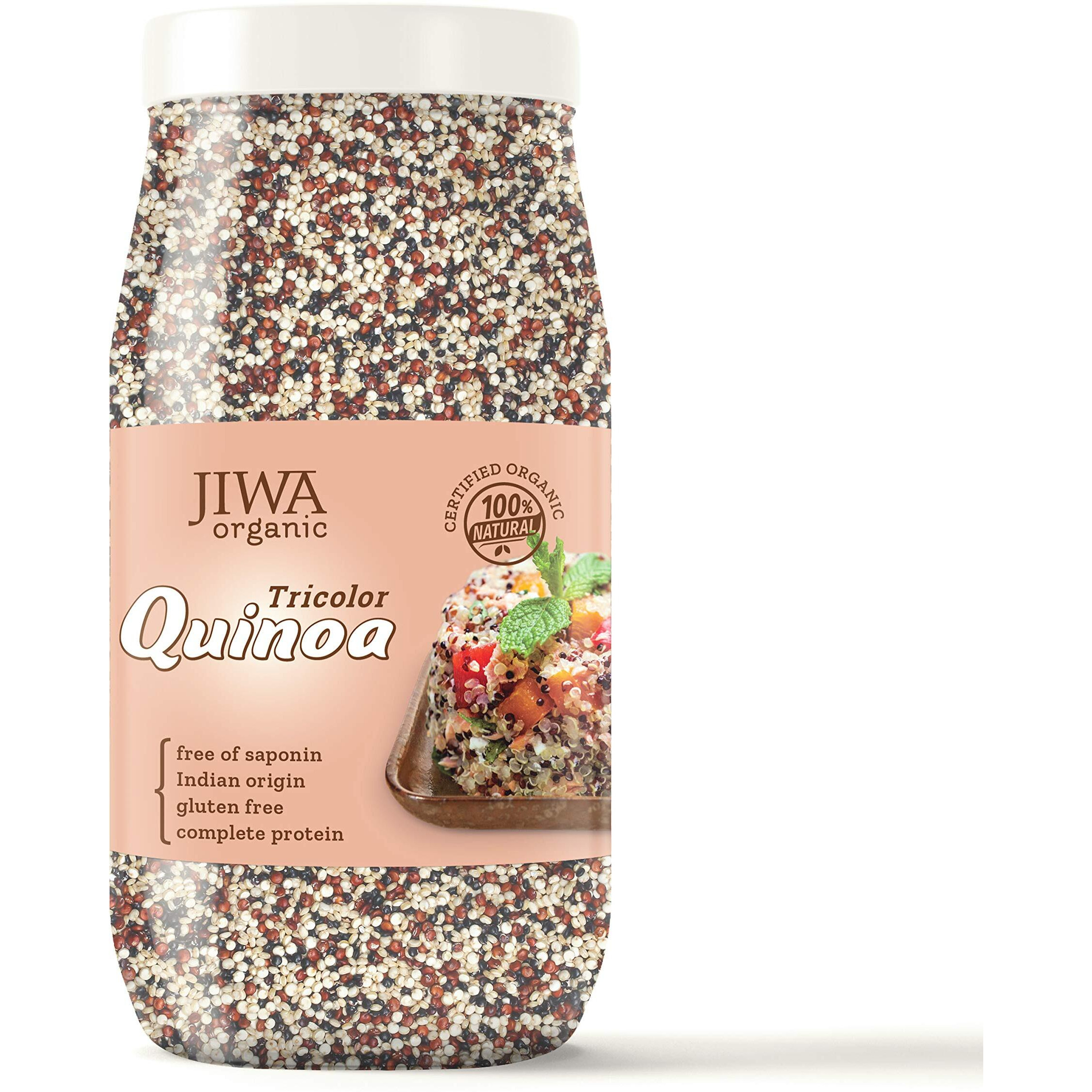 JIWA healthy by nature Organic Tricolour Quinoa | White, Red and Black Quinoa | Rich in Protein and Fiber| Cooks to Rice | Indian Origin | Certified Organic & Gluten Free| Superfood | 1 kg