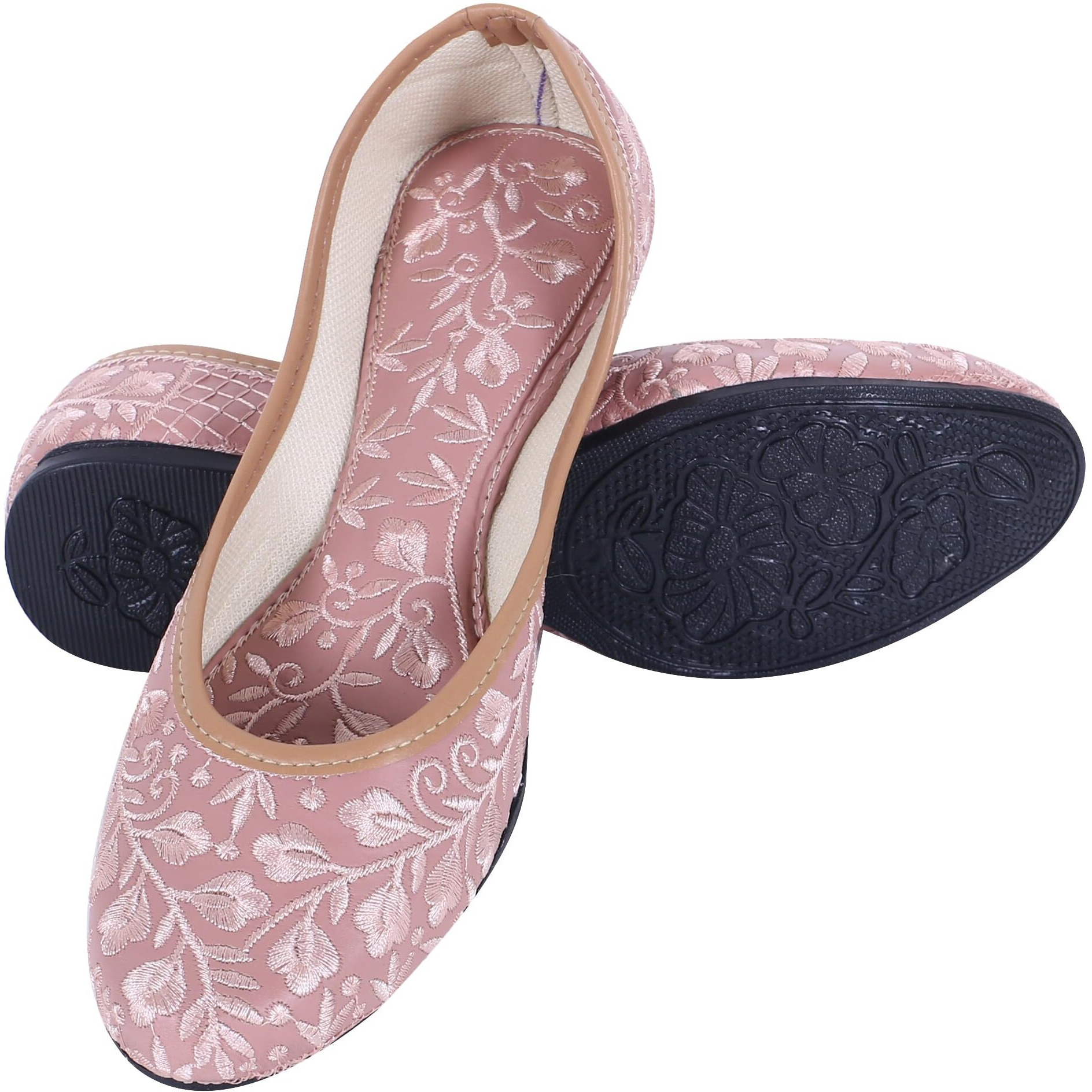 DFR Woman Embroidered Punjabi Mojari Jutti Juti for Women Shoe, Color PINK3 | UK Size 9