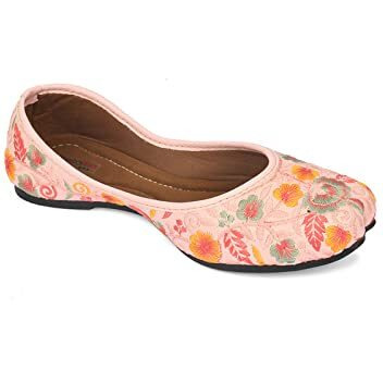 DESI COLOUR Flat Footwear/Mojari/Punjabi Jutti/Bellies for Women -Baby Pink