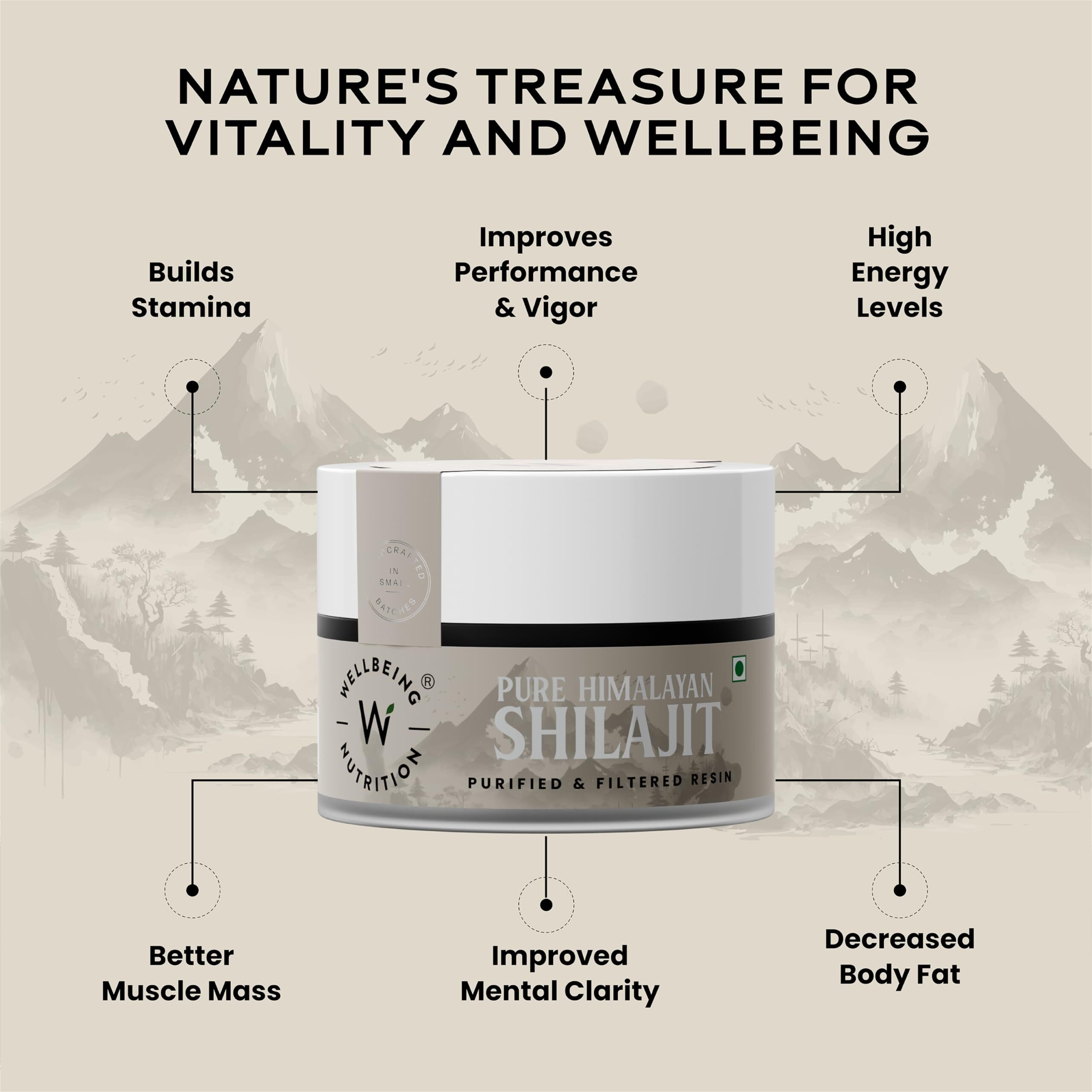 Wellbeing Nutrition Pure & Natural Himalayan Shilajit Original Resin 20g for Strength, Stamina & Performance | Shilajit Resin for Men & Women with 75% Fulvic Acid & 85 Trace Minerals | Lab Tested