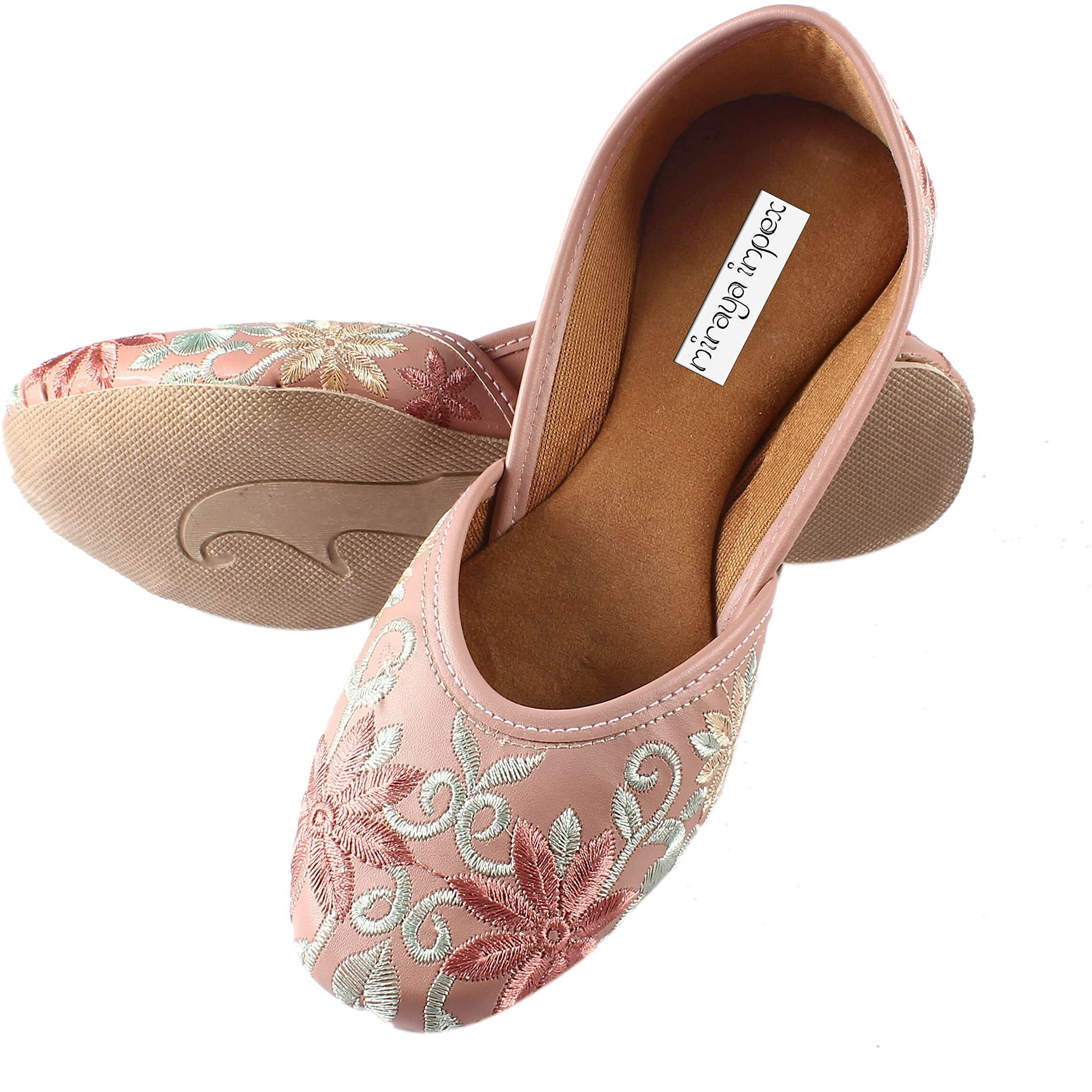 Miraya Impex Women's 11 Beauty Embroidery Pink Ballet Flat - 6 UK