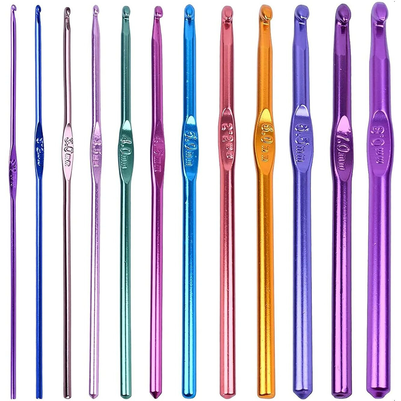 URBANMAC Aluminum Crochet Hooks Knitting Needles Set with Case (Multicolor) - 12 Pieces