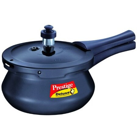 Prestige Deluxe Plus Baby Induction Base Hard Anodized Aluminium Outer Lid Pressure Handis, 2 Litres, Black, 2 Liter