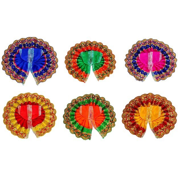 ESPLANADE Ladoo Gopal Poshak | Krishna God Dress | Bhagwaan Ki Poshaak | Dev Vastra - (Set of 6) - for Size 1 (Small/Medium Size) Laddu Gopal Idols Multicolor