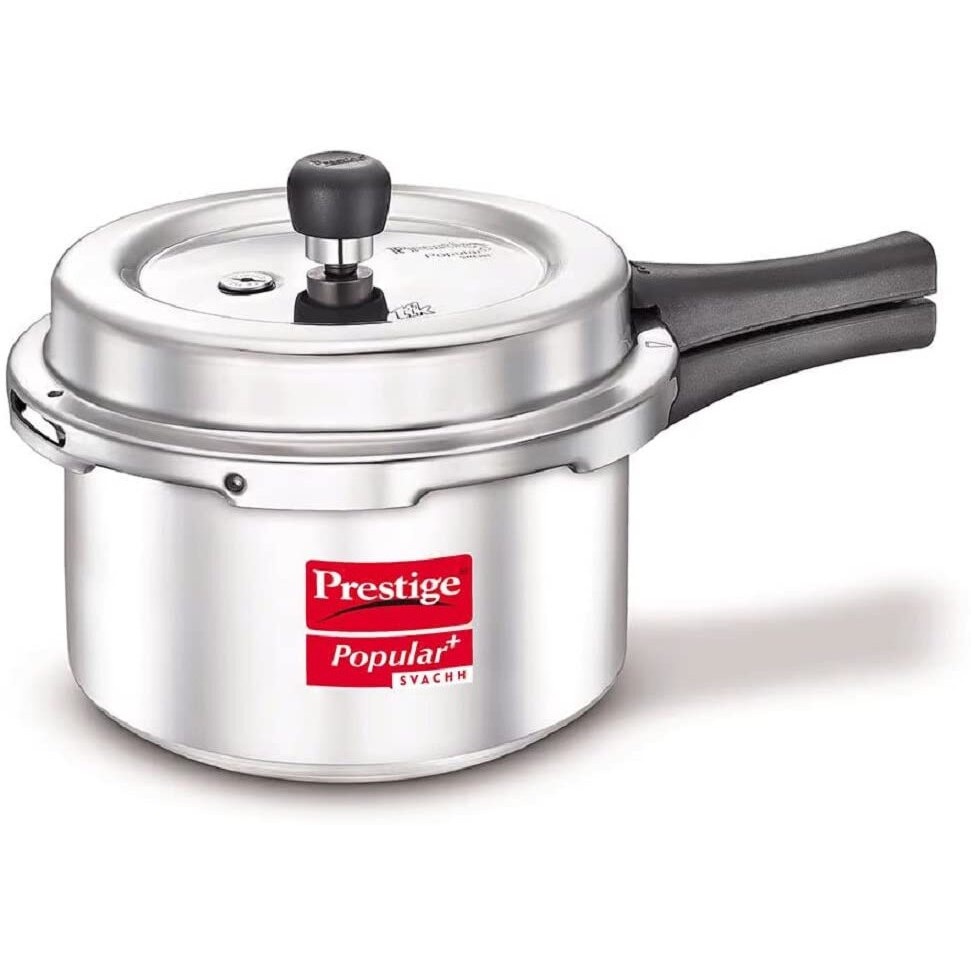 Prestige Popular Plus Svachh Virgin Aluminium Gas and Induction Compatible Outer Lid Pressure Cooker, 2 L (Silver)