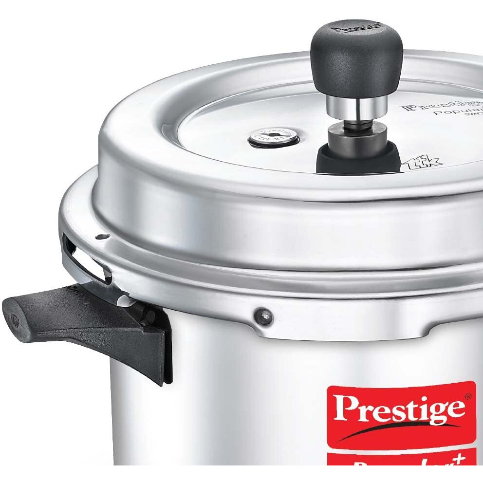 Prestige Popular Plus Svachh Virgin Aluminium Gas and Induction Compatible Outer Lid Pressure Cooker, 4 L (Silver)