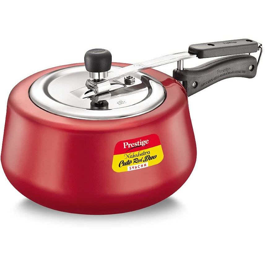 Prestige Nakshatra Cute Duo Svachh Aluminium Inner Lid Pressure Cooker, 2 Litre, Red, 2 Liter