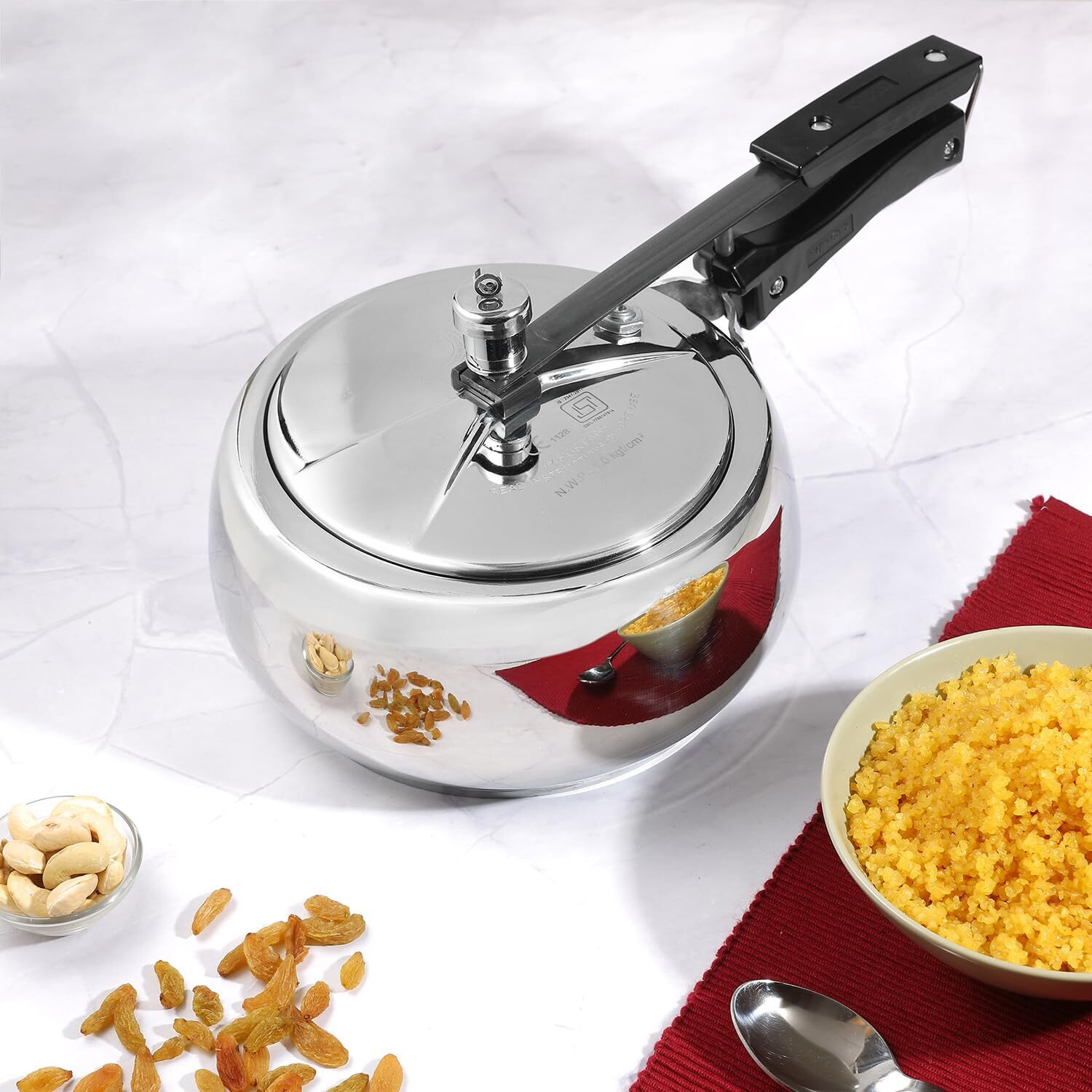 Vinod Europa Stainless Steel Inner Lid Pressure Cooker - 2 Litre | Handi Shape | Sandwich Bottom Cooker | Induction and Gas Base | ISI and CE certified - 2 Years Warranty