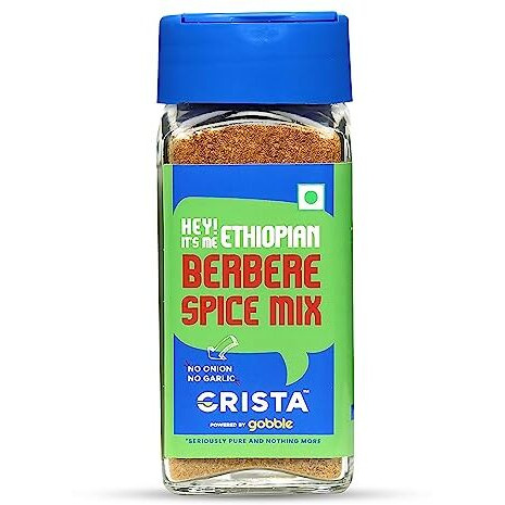 CRISTA Ethiopian Berbere Spice Mix | Vegetable Curry Masala | Vegan | No Onion | No Garlic | Zero added Colours, Fillers, Additives & Preservatives | 50 gms