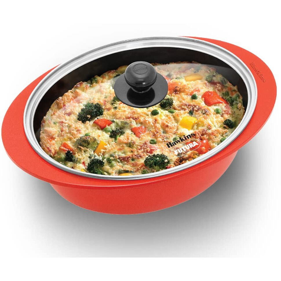 Hawkins 3 Litre Dutch Oven, Nonstick Biryani Pot, Red Ceramic Coated Casserole, Cooking Pot, Saute Pan, Red (DCDO3G)