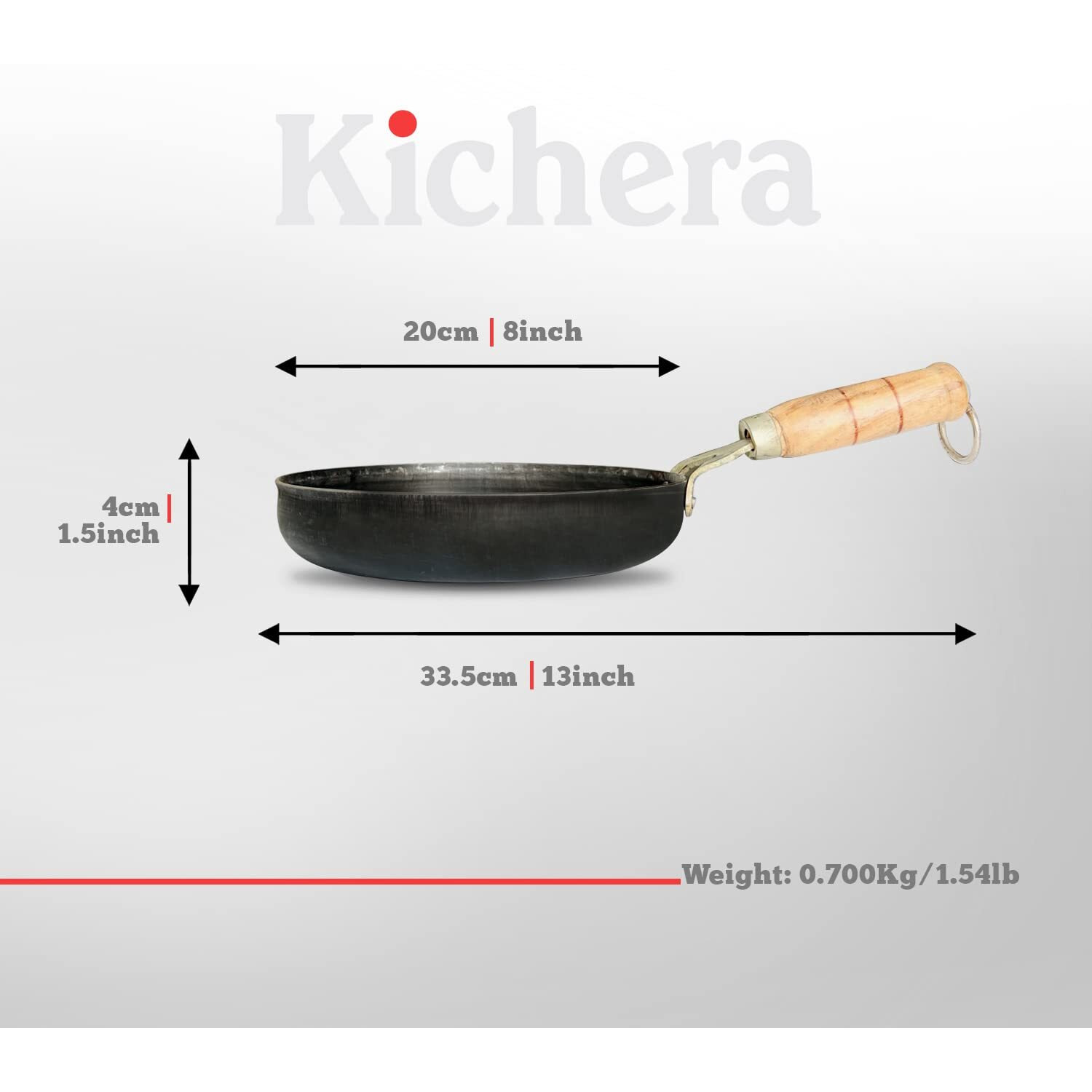 Kichera Iron Fry Pan with Wooden Handle (8 Inch)