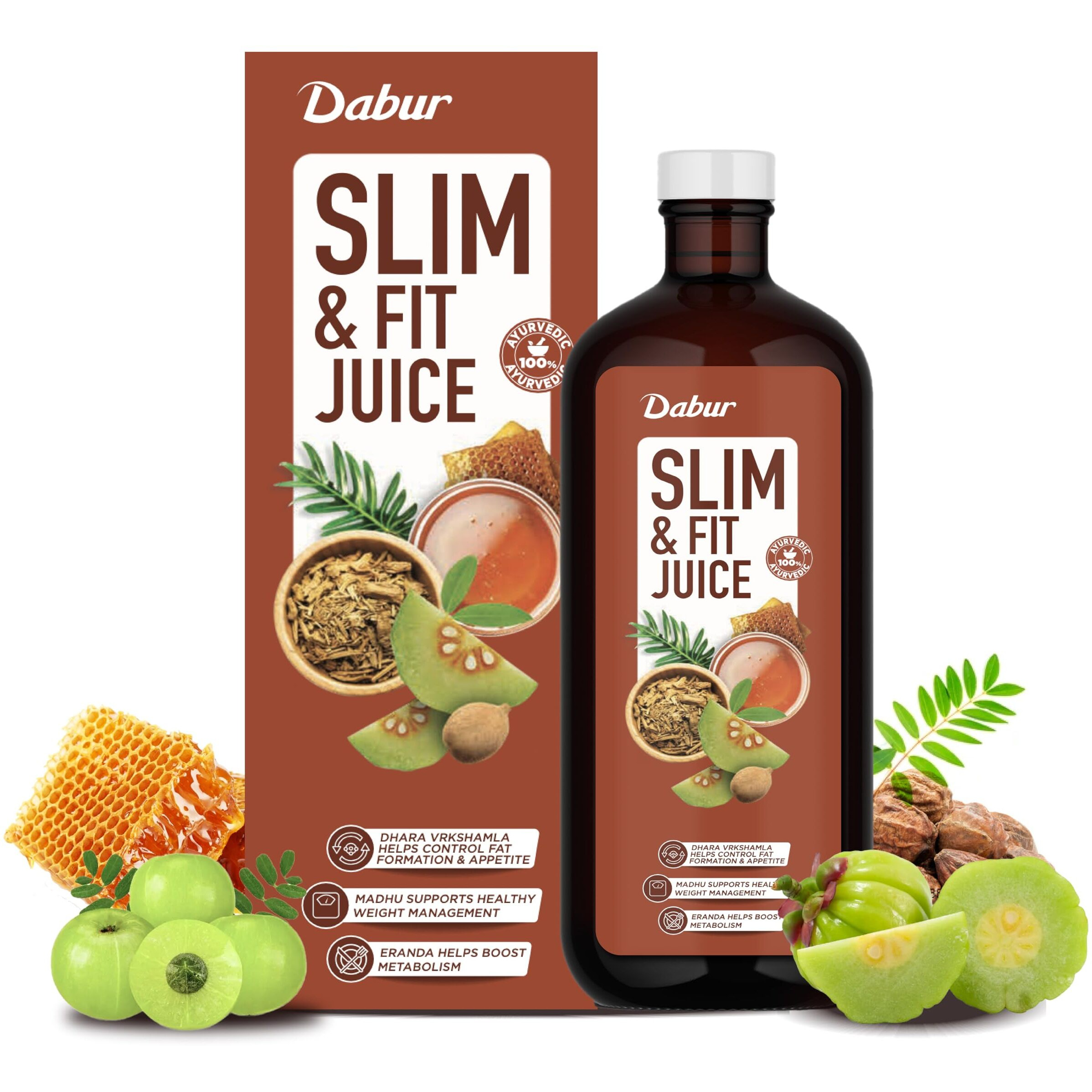 Dabur Slim & Fit Juice - 1L | 100% Natural & Ayurvedic | No Artificial Colours, Sugars & Flavours | Healthy Weight Management |Helps Boost Metabolism