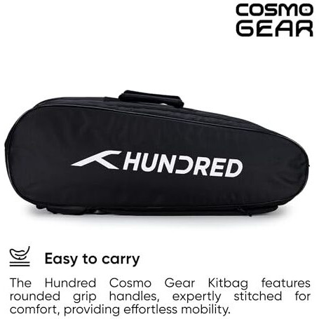 Hundred Cosmogear Badminton Kit-Bag (Black/Royal Blue)|Double Zipper|Bag with Front Zipper Pocket