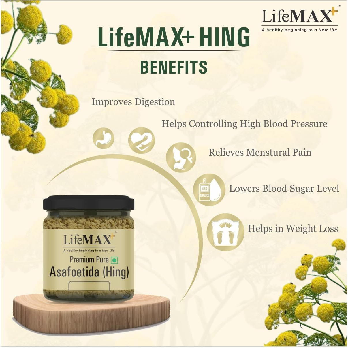 LifeMAX+ Pure & Premium Strong Hing | Asafoetida without Wheat | Hand Pounded | Kadak Heeng Tadka | Non-Compound | Pure Hing Solid crystal |100% Natural Gluten Free | Premium Glass jar Packaging (25 GRAM)