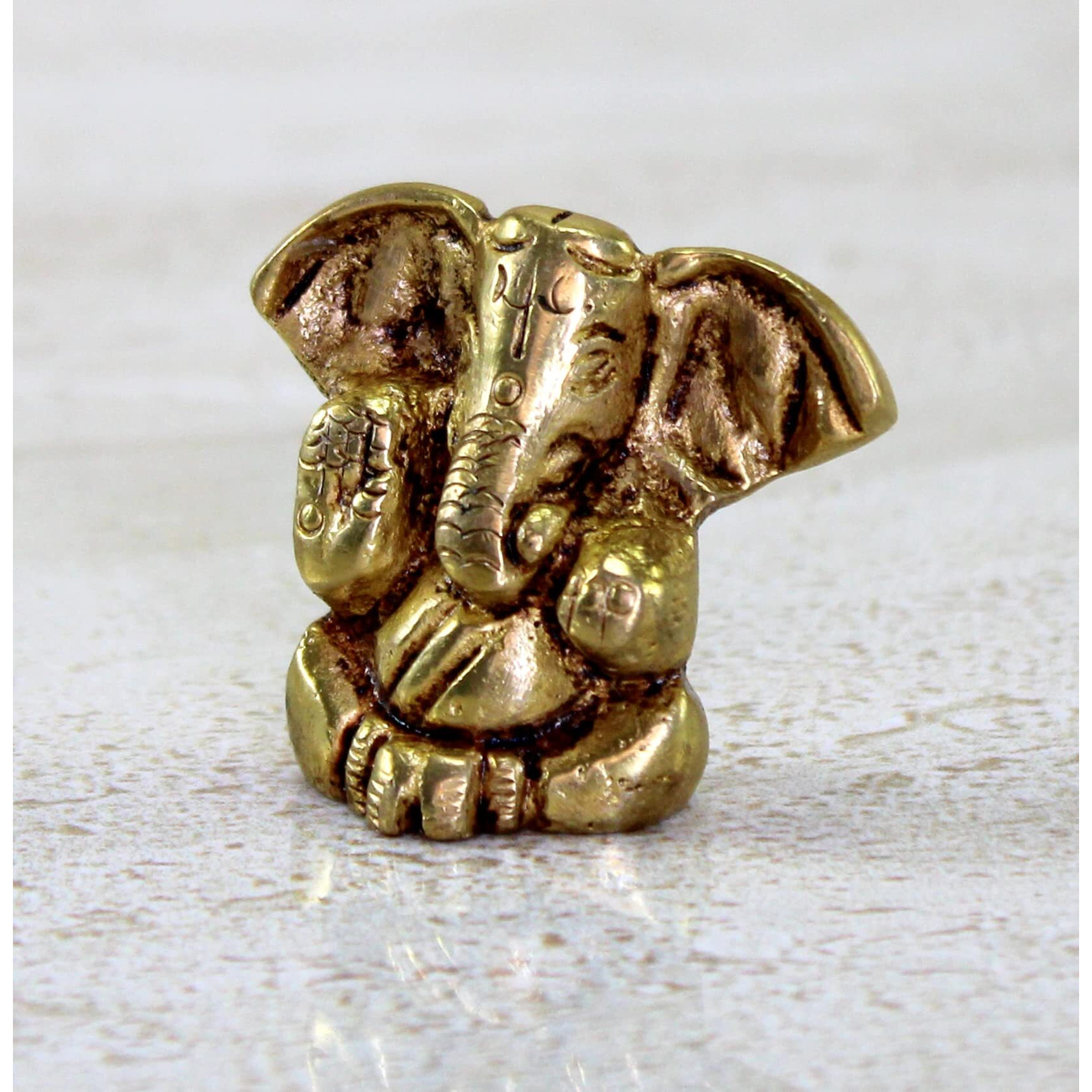 ESPLANADE Brass Ganesha Idol - 1.2 inches (Small Size) | Home Decor | Ganesh Ganesha | Bal Ganesh | Ganpati Ganapati Murti Statue (Antique)