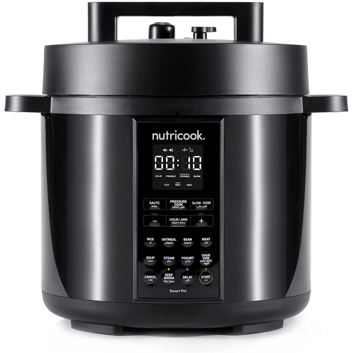 Nutricook Stainless Steel 6 Litre Smart Pot 2, 1000W, 9 In 1 Instant Programmable Electric Pressure Cooker, Slow Cooker, Rice Cooker, Steamer, Saute pot, Yogurt & Soup maker, Warm Food, Smart Lid