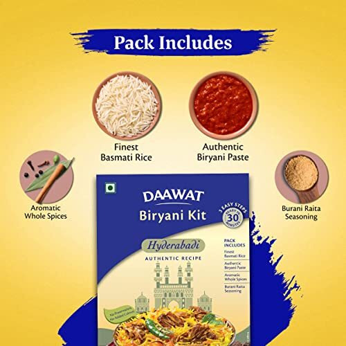 Daawat Biryani Kit Hyderabadi | Authentic Recipe | Ready in 30 min | Ready to Cook 334 gm