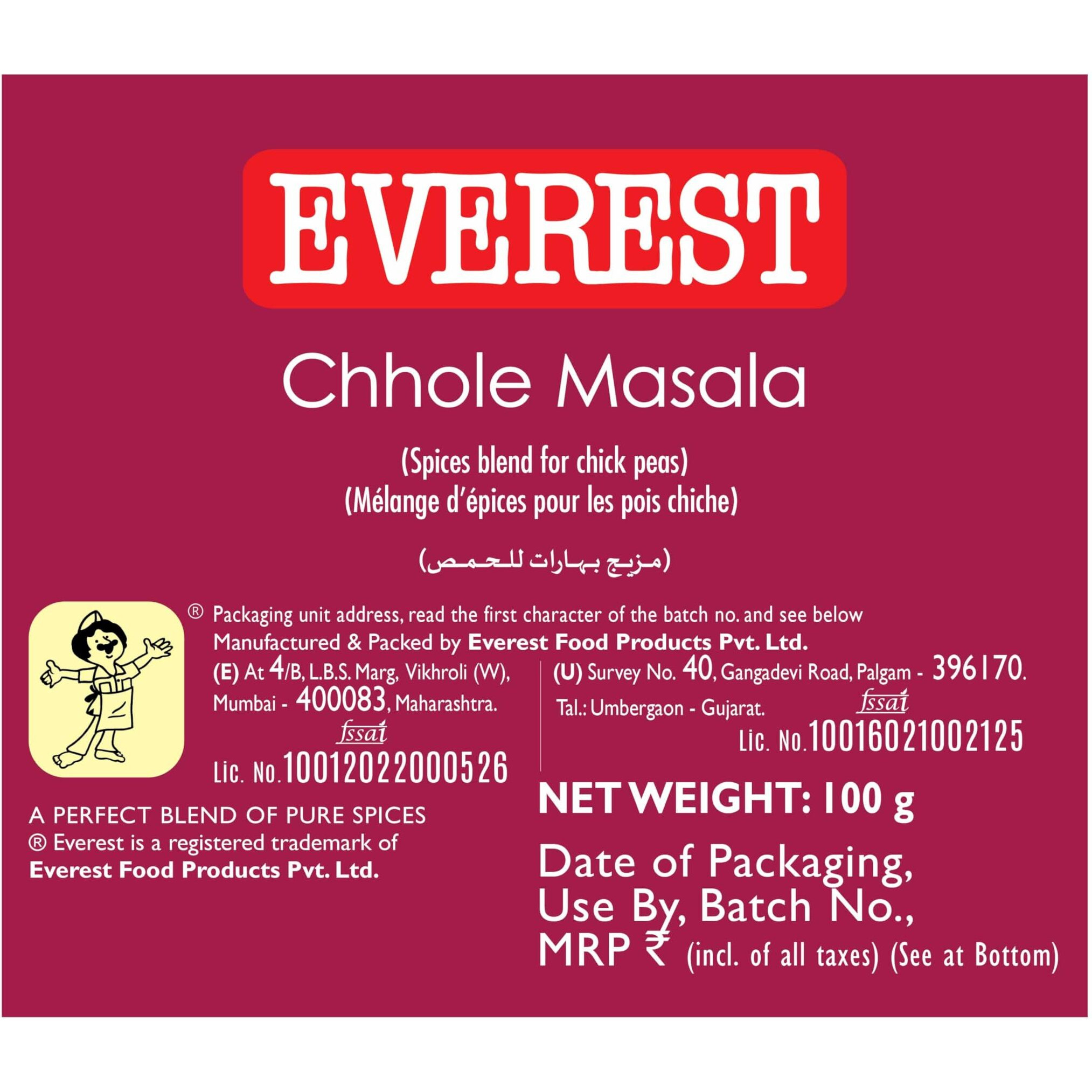 Everest Masala Powder - Chhole, 100g Carton