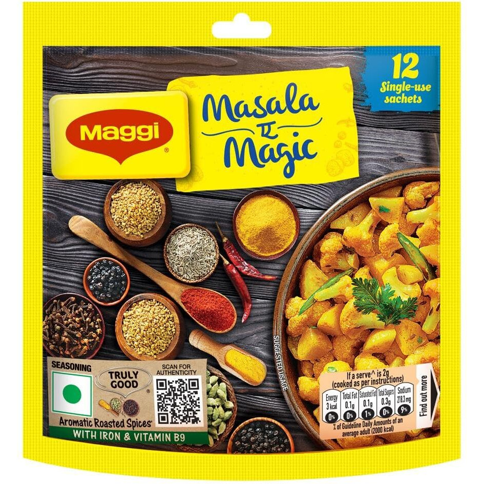 MAGGI Masala-ae-Magic Vegetable Masala, All in One | 72grams Pouch (6gm x 12 Sachets) Powder