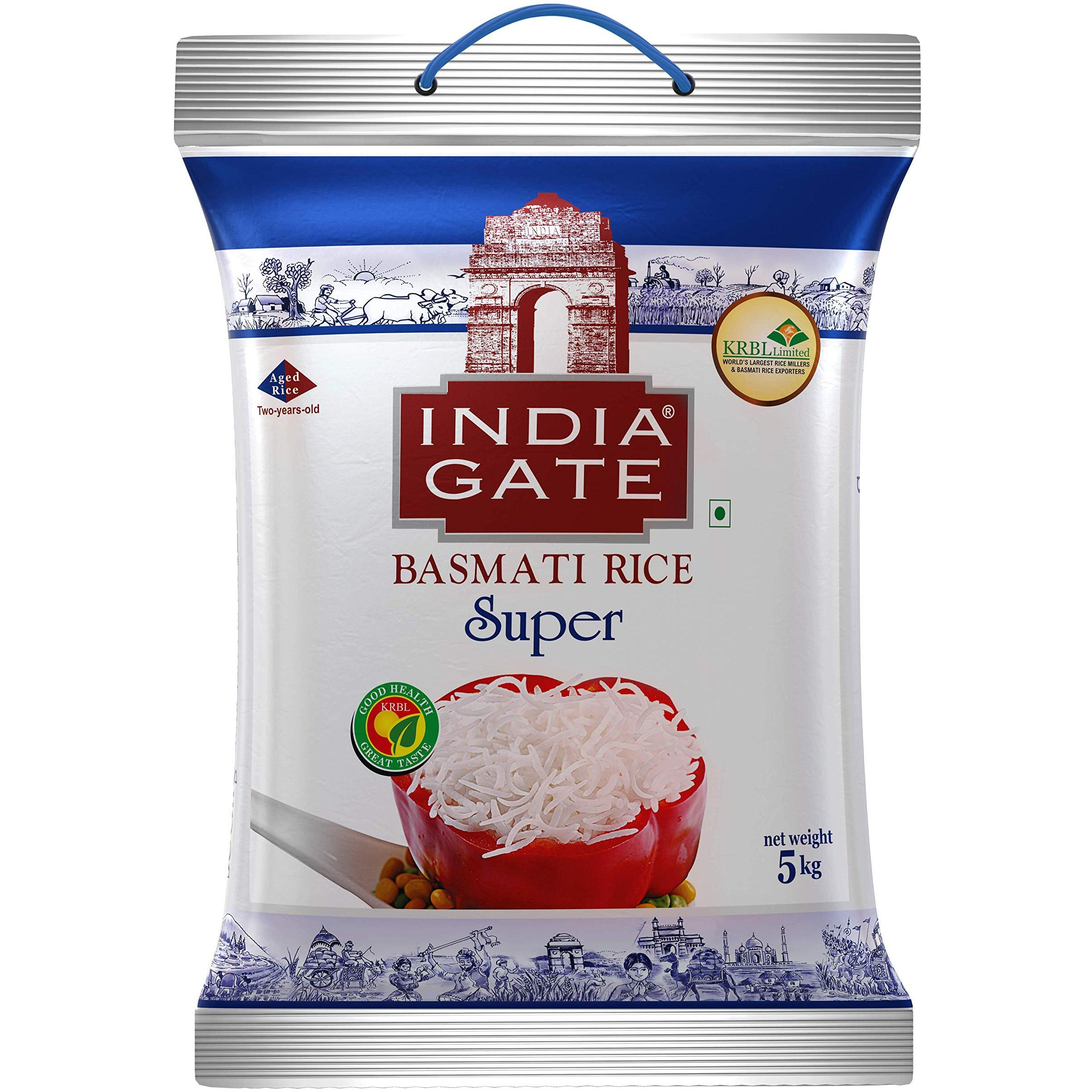 India Gate Basmati Rice Bag, Super, 5kg