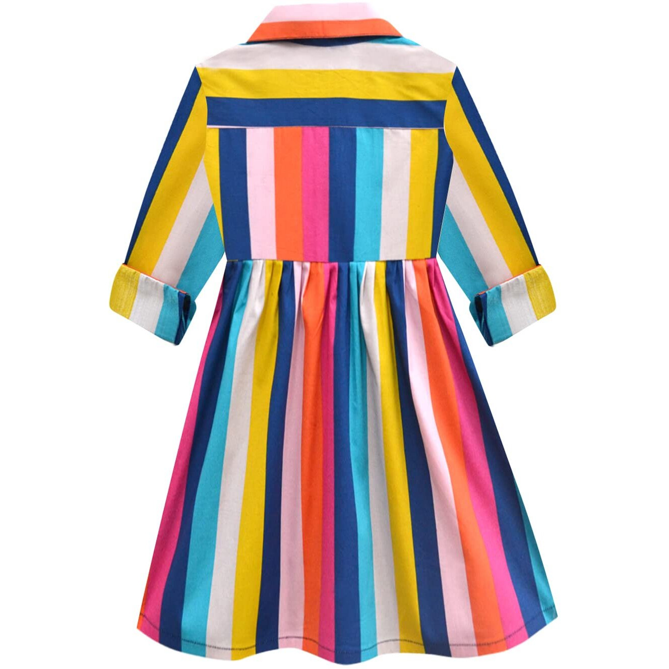 A.T.U.N. (ALL THINGS UBER NICE) Girl's Cotton Shirt Knee-Length Casual Dress (GDRS SHT_Multicolor4_8-9 Years)