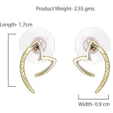 Estele Fashion Jewellery For Women Gold Plated Heart Shaped Stud Earrings for Girls and Women-7531-ER ER