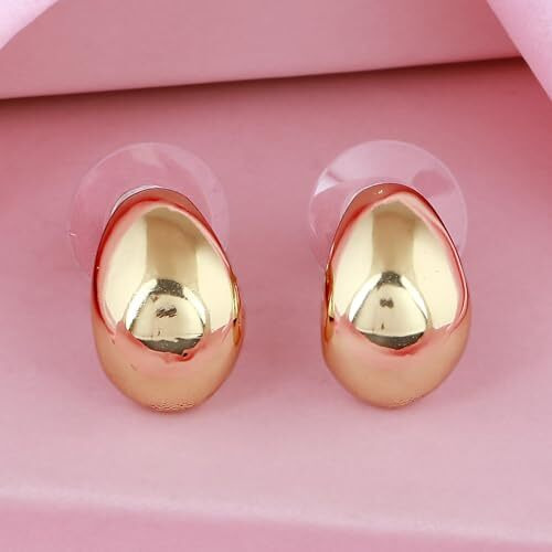 Estele Earrings for Women Gold Plated Latest Stylish Designer Oval Shaped Stud Earrings for Girls and Women-393/707 ER