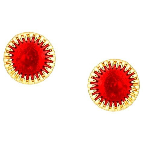 Estele Fashion Earrings for Women Gold Plated Small Trendy Stud Earrings with Red Enamel for Girls and Women-654/706 ER