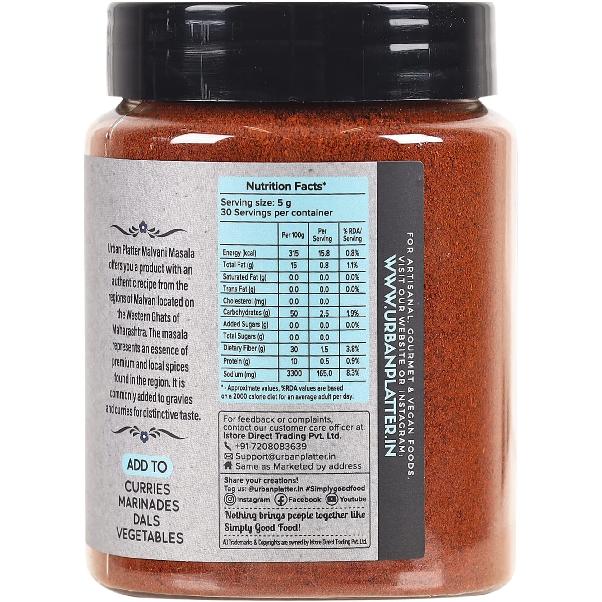 Urban Platter Malavani Masala, 150g / 8.8oz [All Natural and Flavorful]