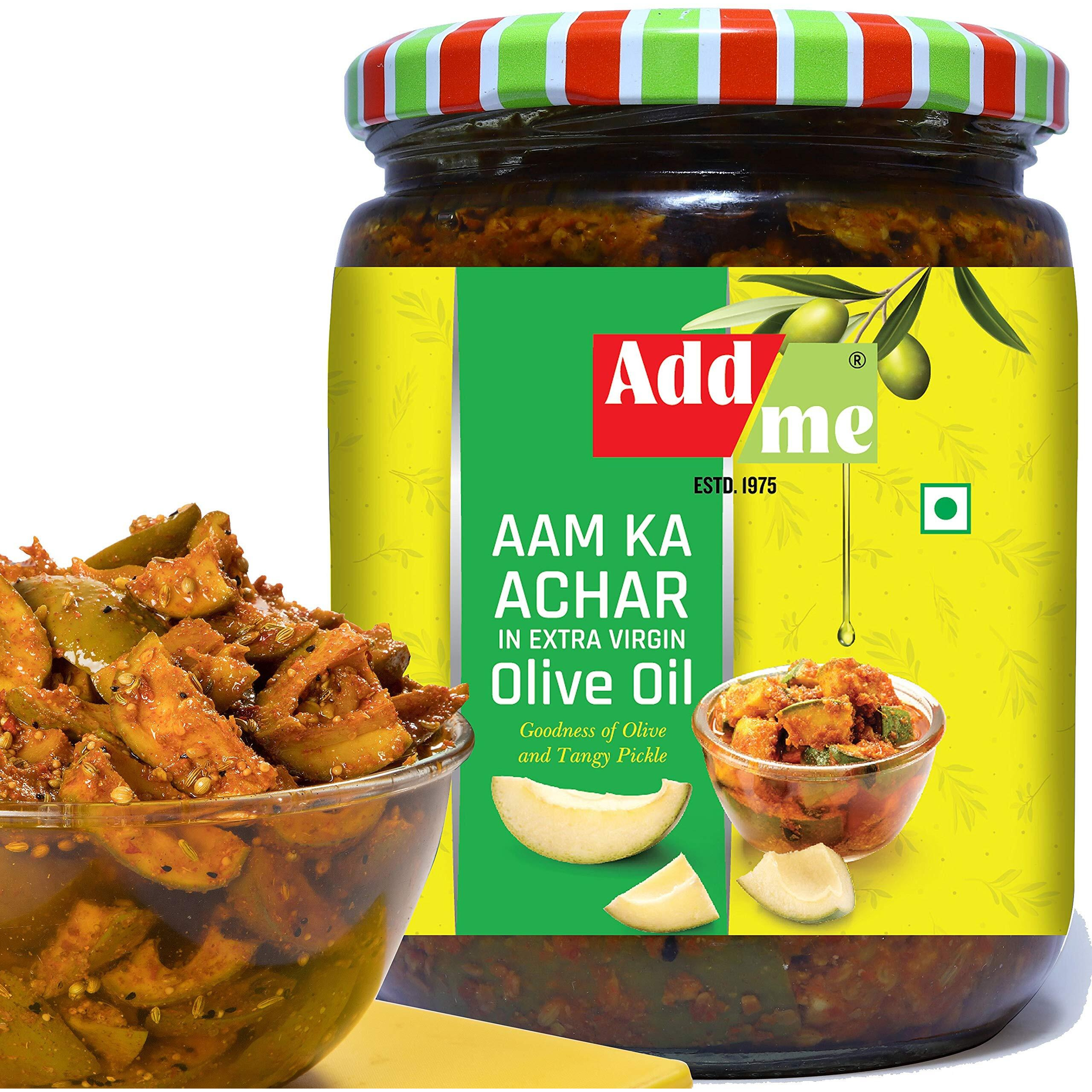 Add me Home Made Mango Pickle in Olive Oil 500gm Aam ka Achar Glass JAR