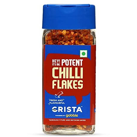 CRISTA Potent Red Chilli Flakes | Italian Seasoning for Italian Cuisines | Pizza & Pasta Seasoning | Zero added Colours, Fillers, Additives & Preservatives | 100% Natural | 30 gms