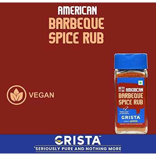 CRISTA American Barbeque Spice Rub | International Spices Blend | BBQ Seasoning for Vegetables & Paneer | Zero added Colours, Fillers, Additives & Preservatives | 50 gms