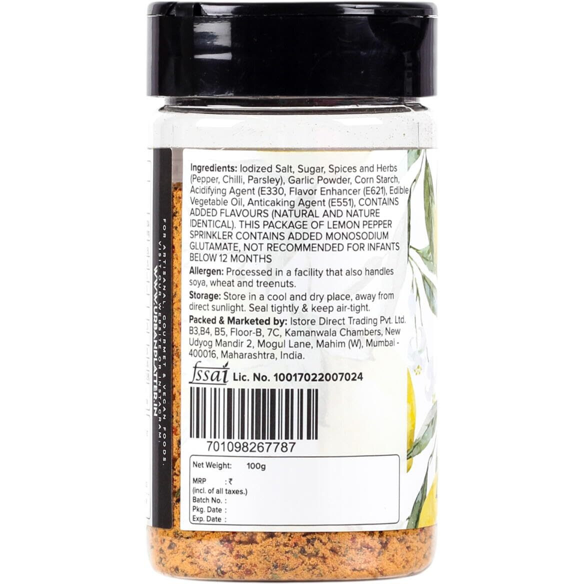 Urban Platter Lemon Pepper Seasoning Mix Shaker Jar, 100g (Sprinkle on veggies, salads and anything of the grill | Flavour Enhancer)