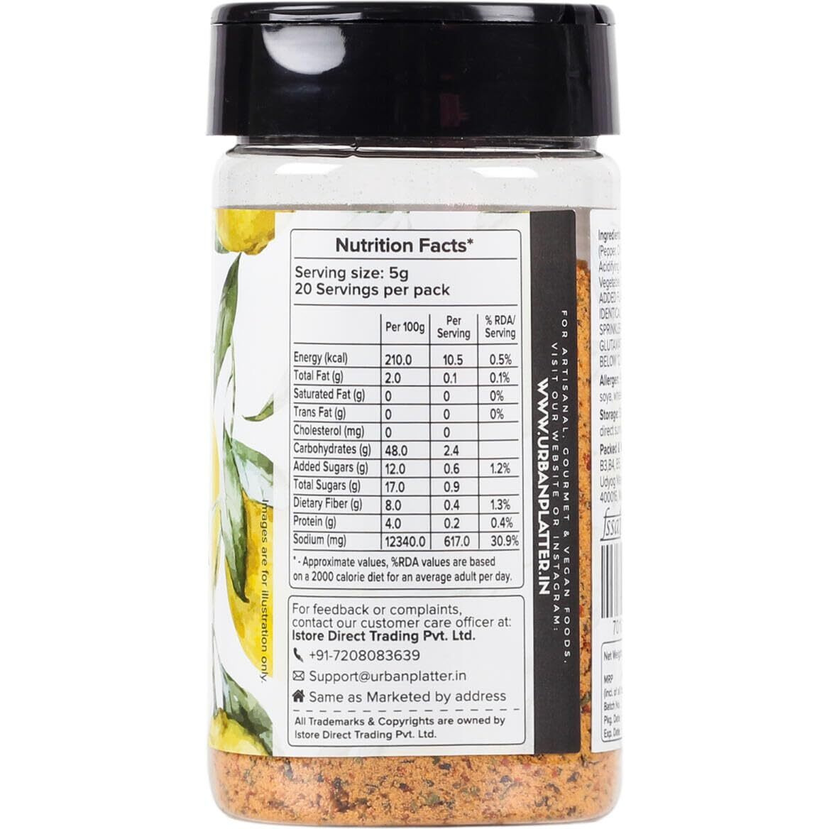 Urban Platter Lemon Pepper Seasoning Mix Shaker Jar, 100g (Sprinkle on veggies, salads and anything of the grill | Flavour Enhancer)