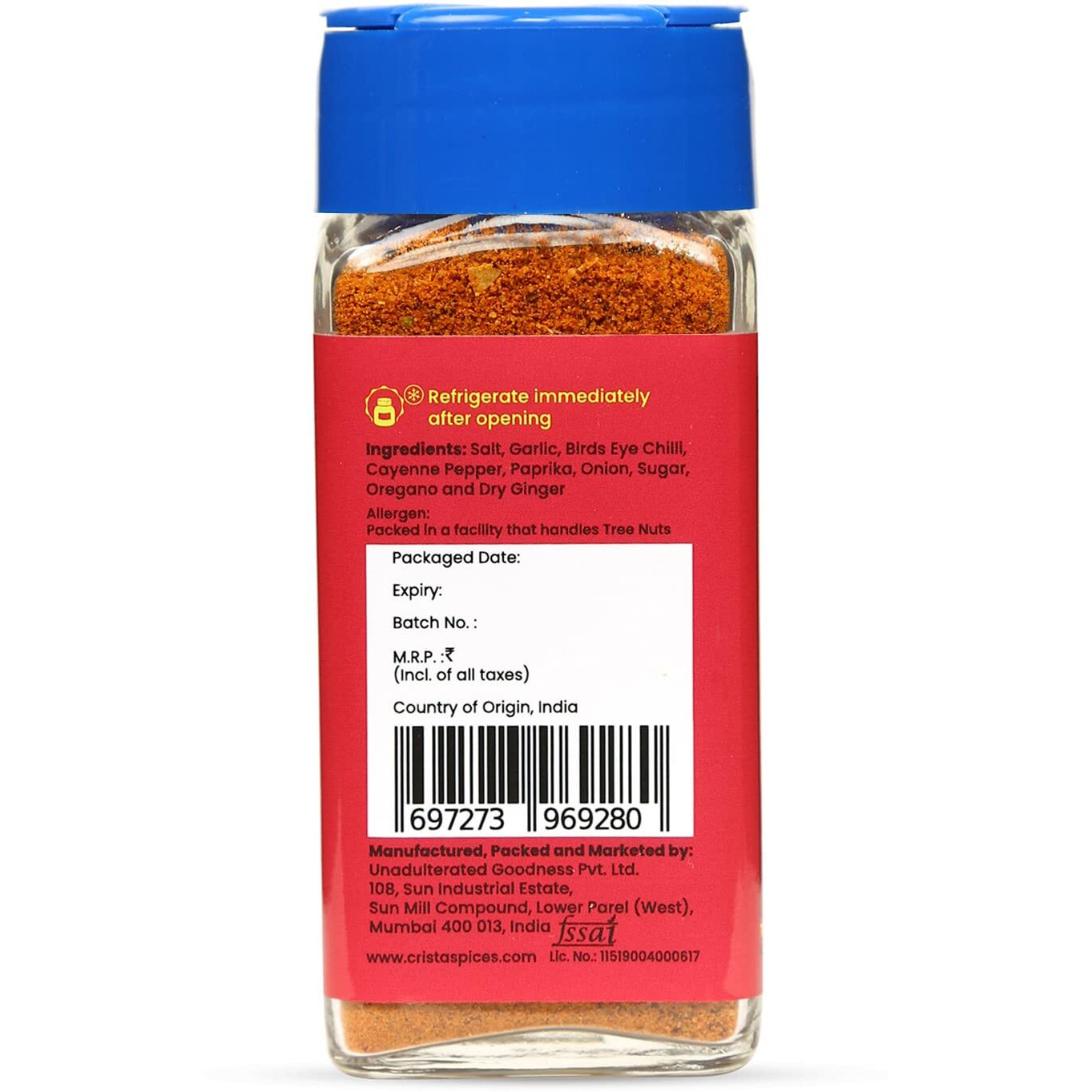 CRISTA International Seasonings Combo Pack - 4 | Sandwich Masala x 1, 50 gms | Chilli Lime Seasoning x 1, 50 gms | Peri Peri Mix x 1, 45 gms | Zero added Colours, Additives & Preservatives | Pack of 3