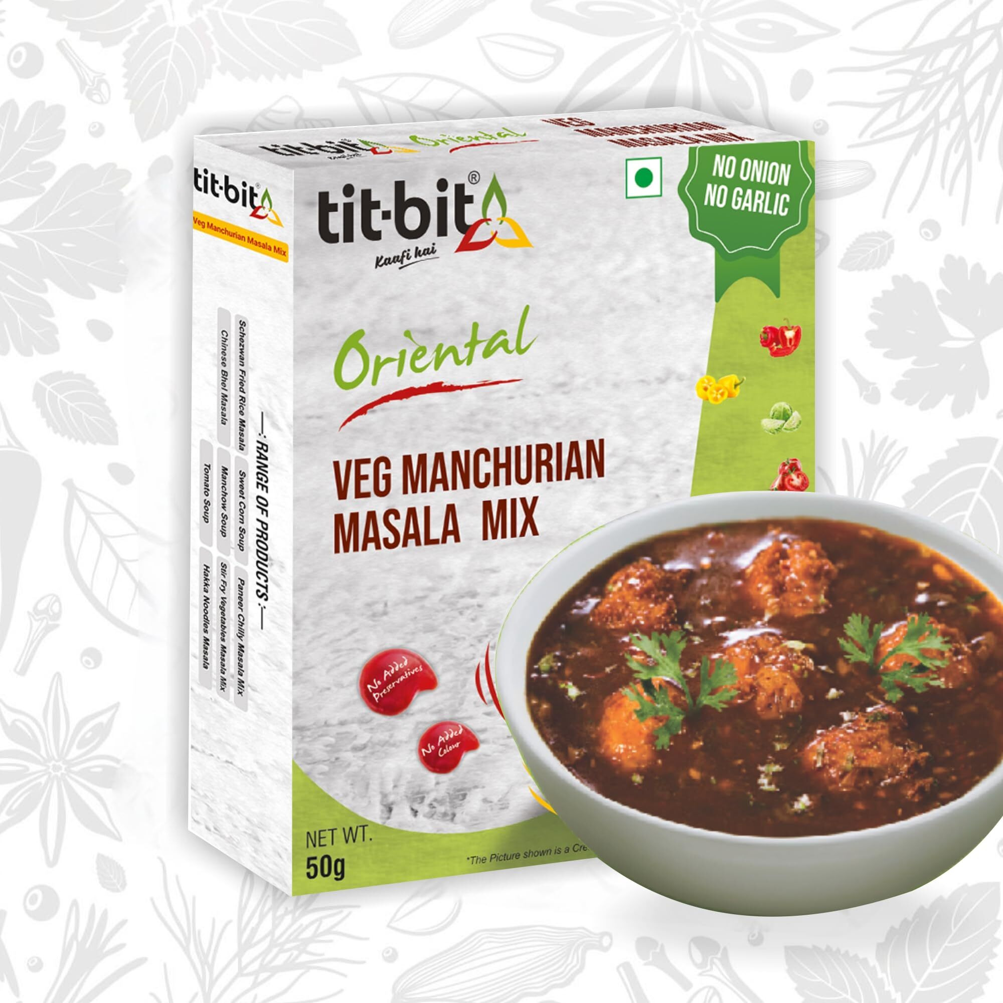 Tit-Bit Oriental - Veg Manchurian Masala Mix, Easy To Cook - 50gms (Pack of 5)