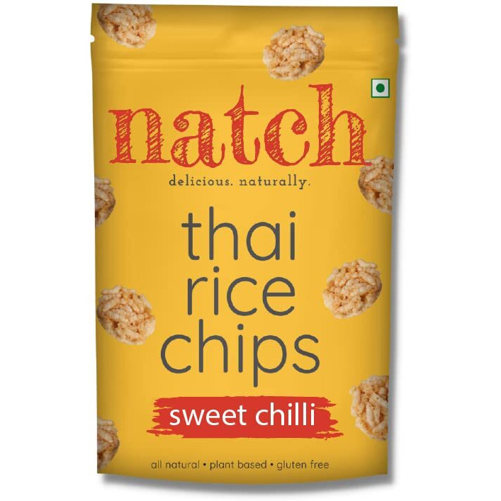 Natch Thai Sticky Rice Chips, 100% All Natural, Vegan, Gluten Free, No Artificial Preservatives, Trans Fat Free, Low Calorie, Sweet Chilli Flavour, 100g each (Pack of 1)