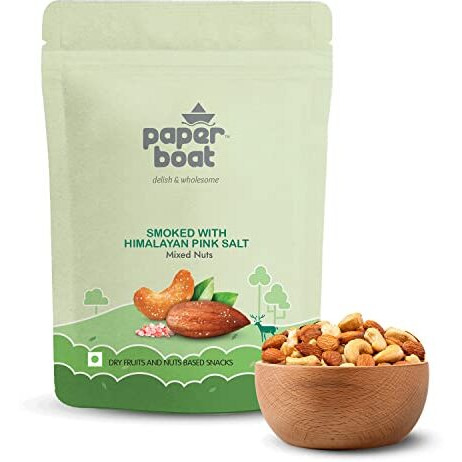 Paper Boat Smoked and Roasted Mixed Nuts with Himalayan Pink Salt, Premium Dry Fruit Mix | Almonds & Cashews, Pouch (200g)